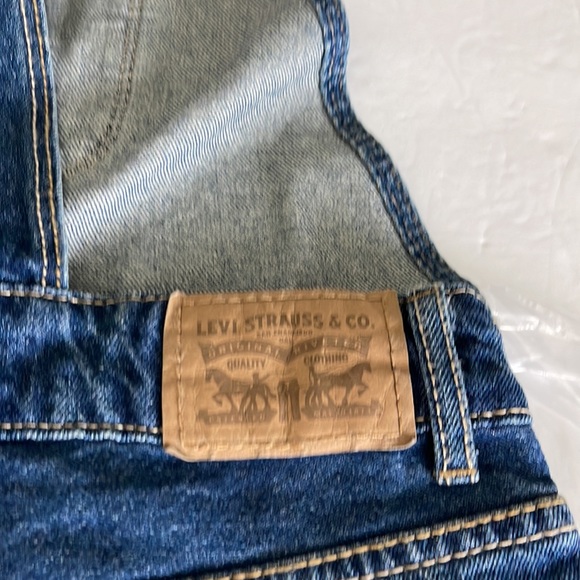 Levi's Denim Shortalls Overall's And T-shirt Red White Blue Girls Size Med NWT - Picture 8 of 9